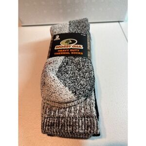 NEW Mossy Oak Heavy Duty Thermal Socks 2 Pack Men Size 10 13 Black Gray